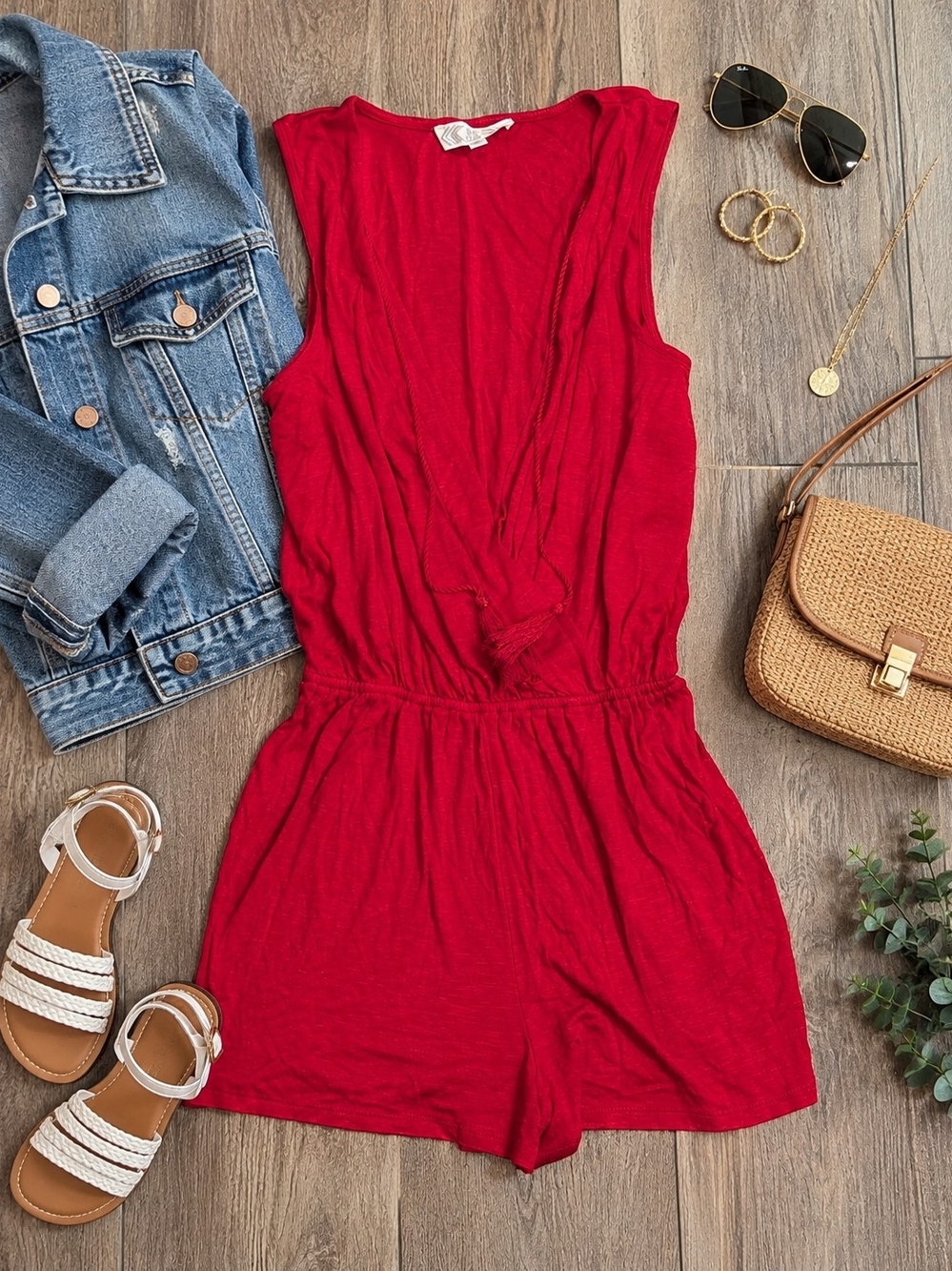 Pink Rose Red Sleeveless Summer Romper - Brand New